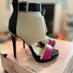 Juicy Couture Black and Pink Heels with Stiletto Design